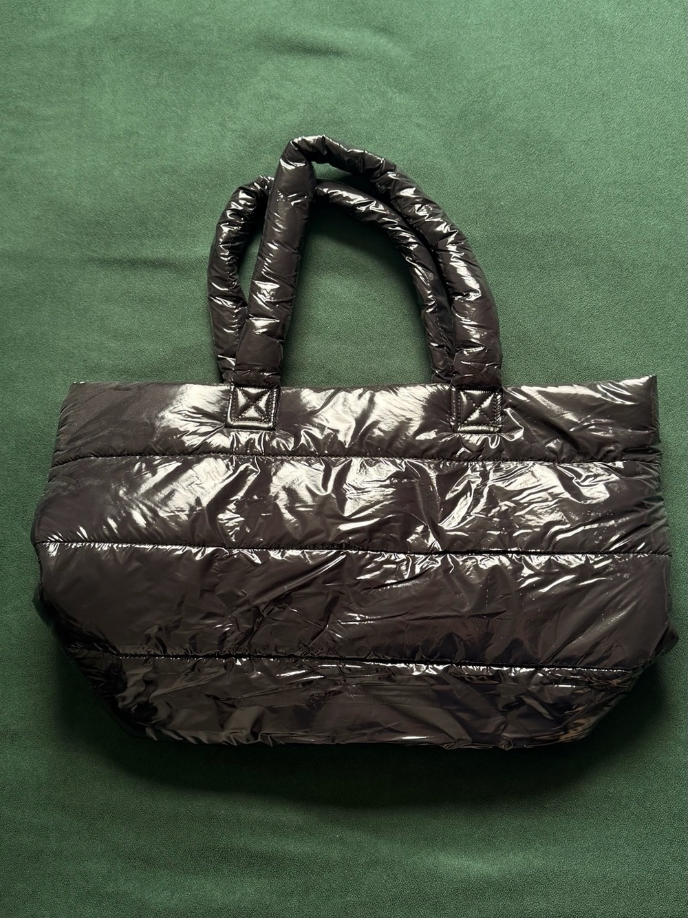 GAP Black Quilted Shiny Puffer Tote